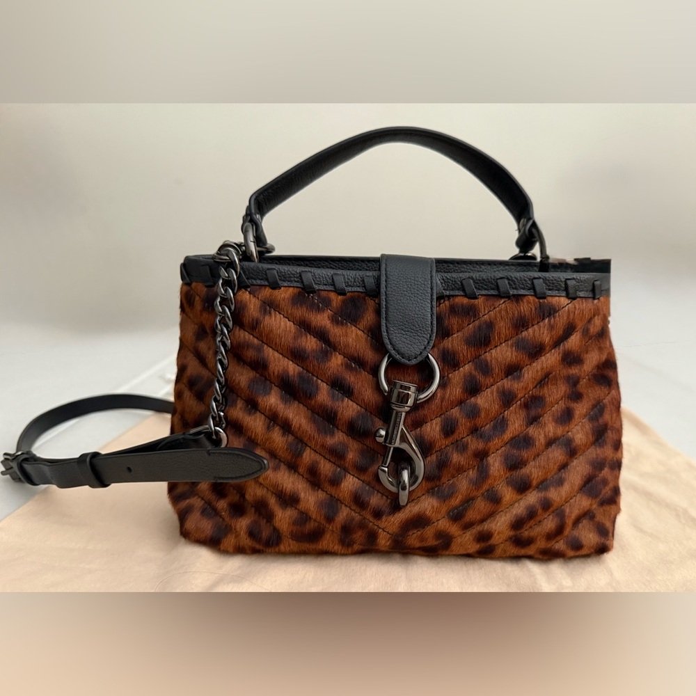 Rebecca Minkoff Edie Whipped Top Handle Satchel w/ Leopard calfhair - crossbody